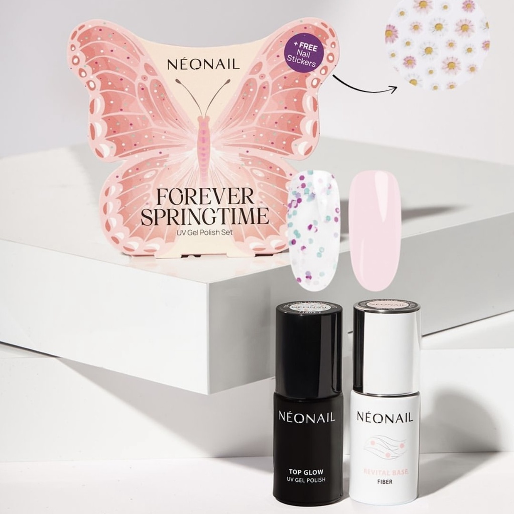 Forever Springtime (Revital Base Fiber - Rosy Blush + Top Glow - Sprinkles On Top + Stickers) 3pcs
