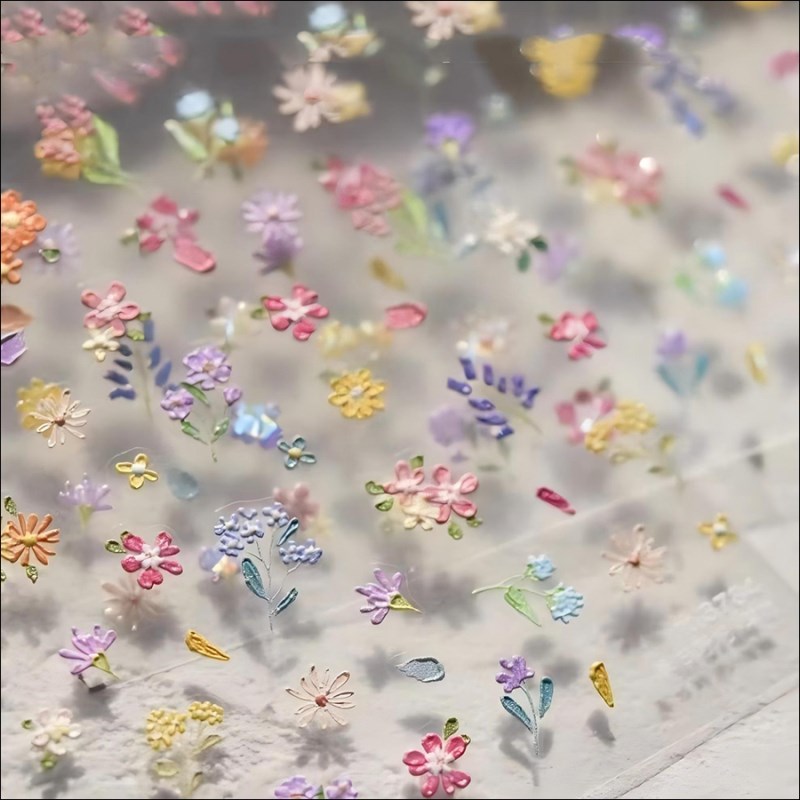 5D Relief Spring Wildflower Nail Stickers