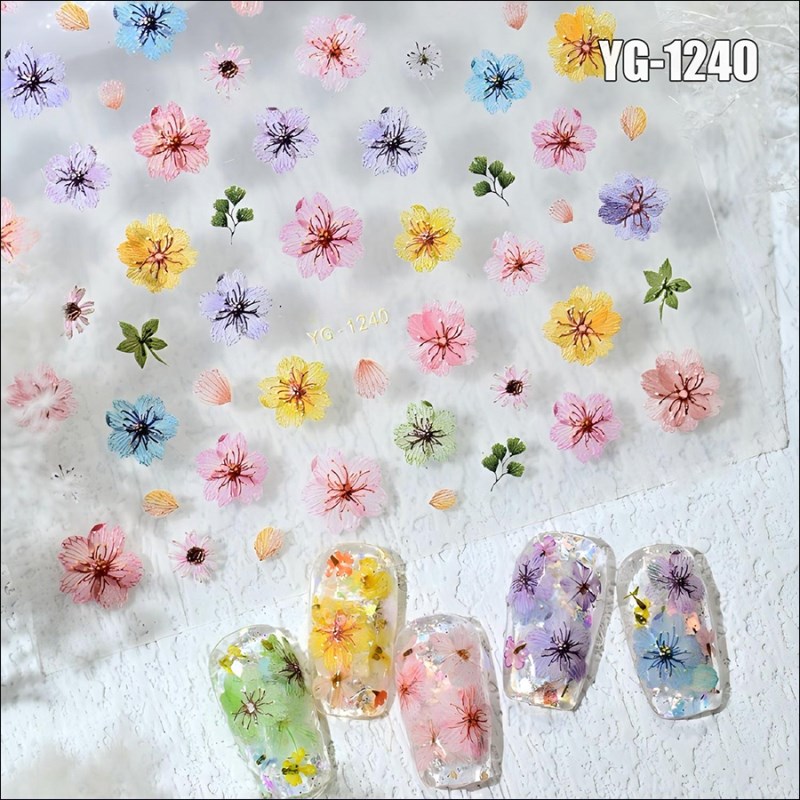 Dried Flower Nail Stickers