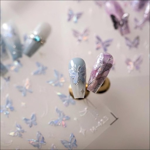 [ST87] Shell Butterfly Wing Nail Stickers Blue