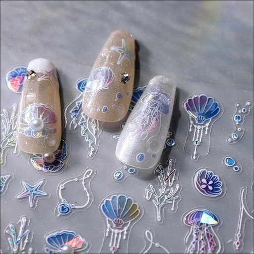 [ST92] 5D Relief Shell Nail Stickers