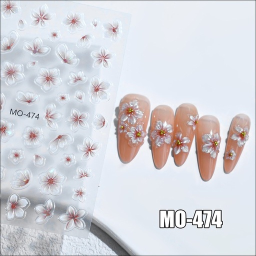 [ST91] 3D Relief Japanese Ice Flower Nail Stickers