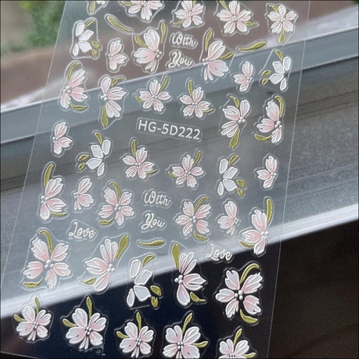 [ST90] 5D Relief Camellia Nail Stickers